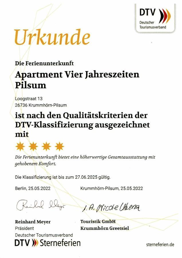 Apartment Vier Jahreszeiten Pilsum Krummhoern Exterior photo